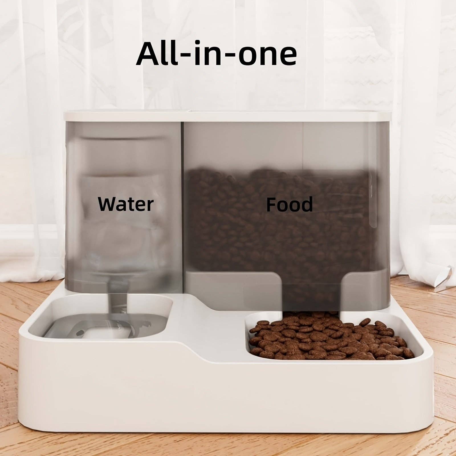 YIKELEATHER - 2-in-1 Automatic Pet Food Feeder And Water Dispenser, Gravity Design For Cats And Small Dogs (Grey): Gray